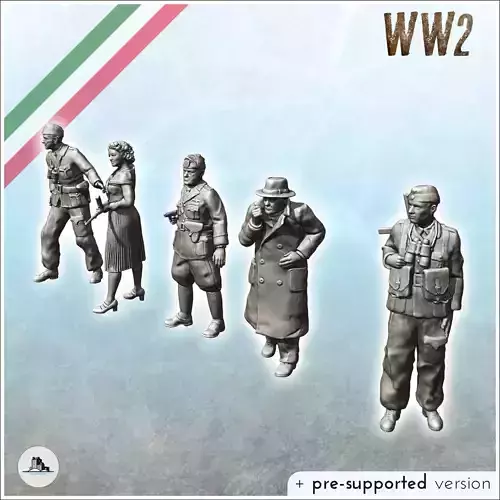 Characters of the escape of Benito Mussolini Gran Sasso raid wit 3D print model