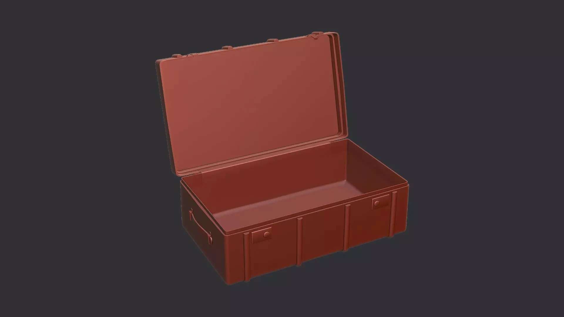 Open Metal Luggage Crate with Rust Texture Low-poly 3D model_6