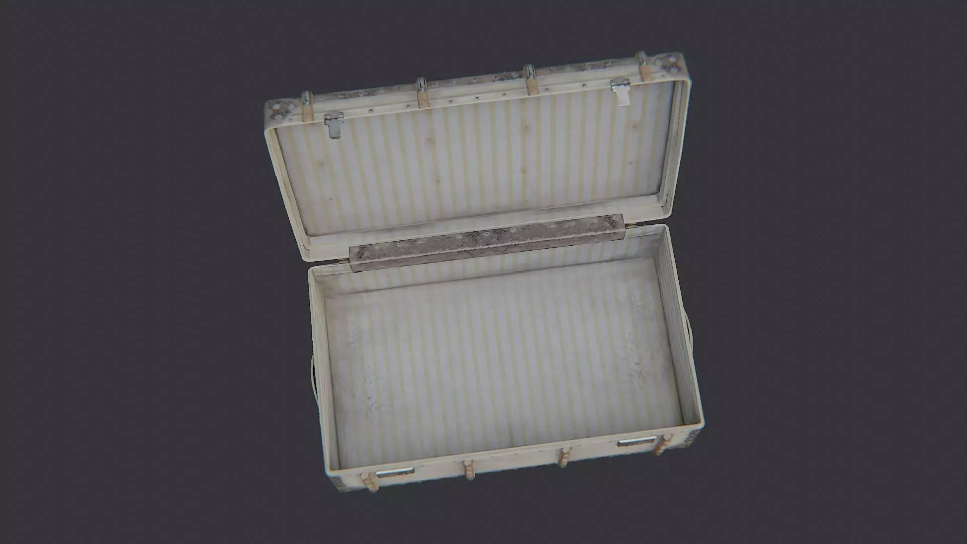 Open Metal Luggage Crate with Rust Texture Low-poly 3D model_4