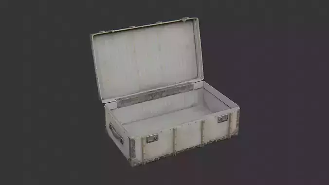 Open Metal Luggage Crate with Rust Texture