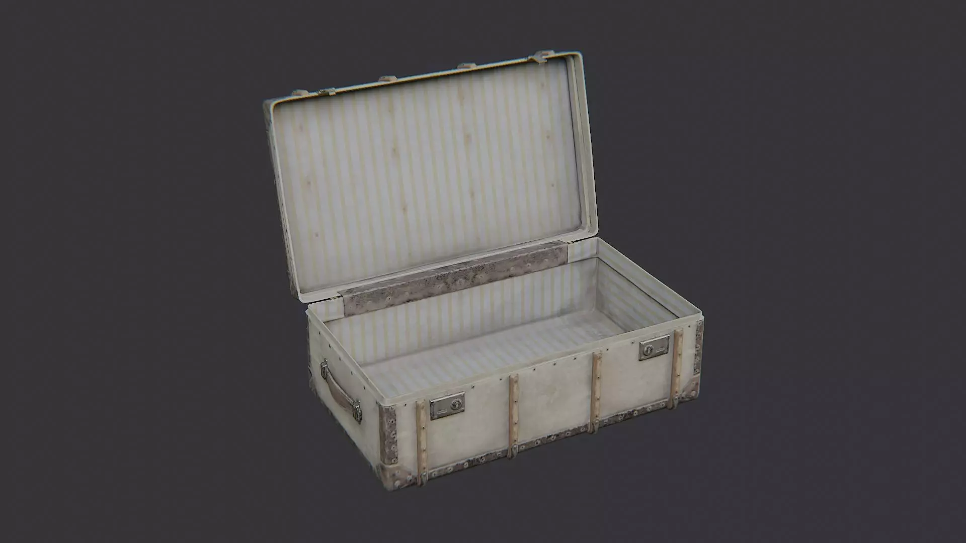 Open Metal Luggage Crate with Rust Texture Low-poly 3D model_0