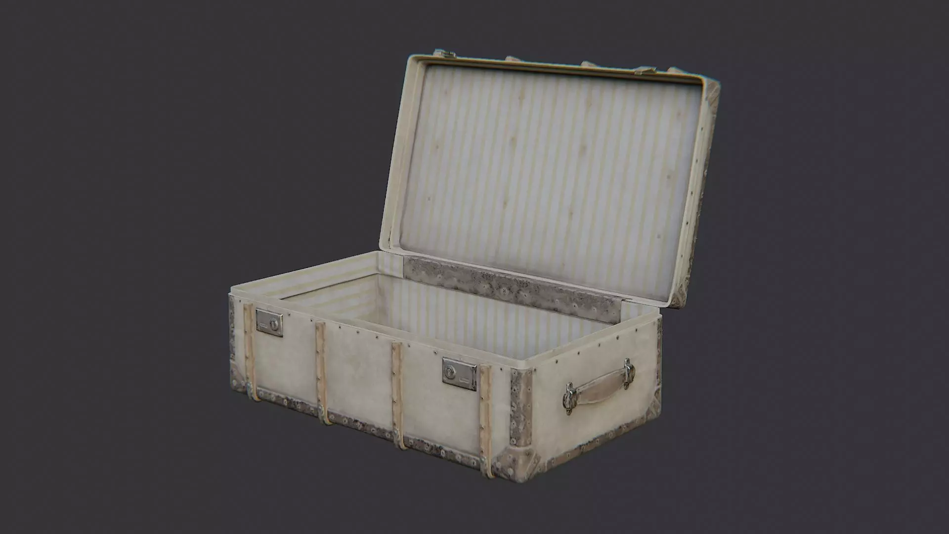 Open Metal Luggage Crate with Rust Texture Low-poly 3D model_2