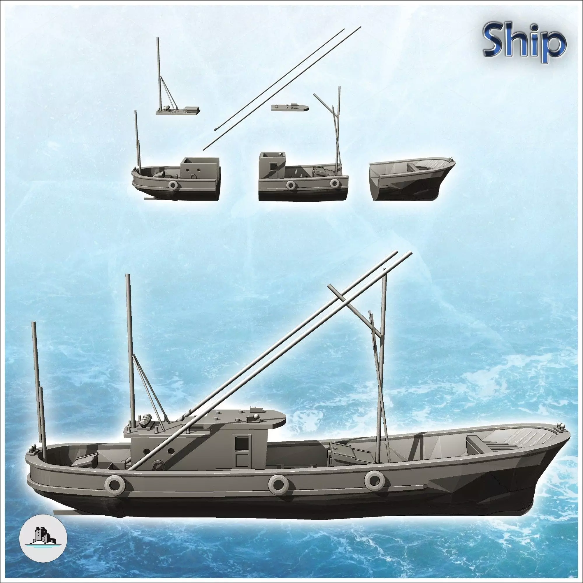 Long modern fishing boat 5 - World War Two Second WWII Front Eas 3D print model_2