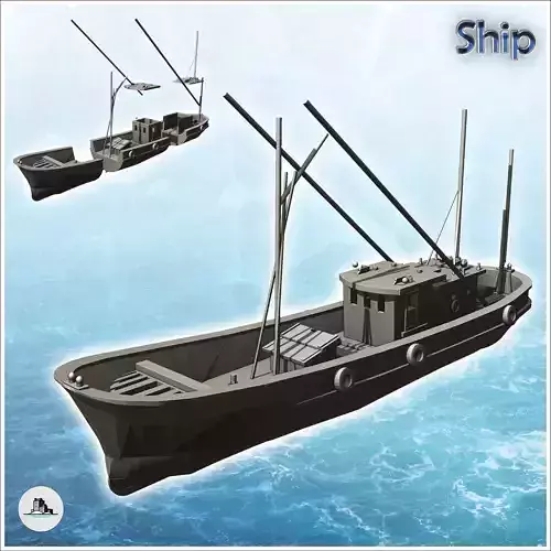 Long modern fishing boat 5 - World War Two Second WWII Front Eas 3D print model Long modern fishing boat 5 - World War Two Second WWII Front Eas 3D print model