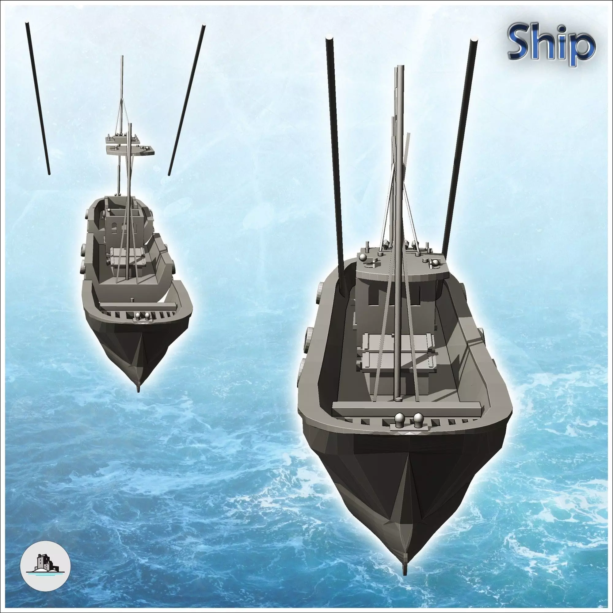 Long modern fishing boat 5 - World War Two Second WWII Front Eas 3D print model_1