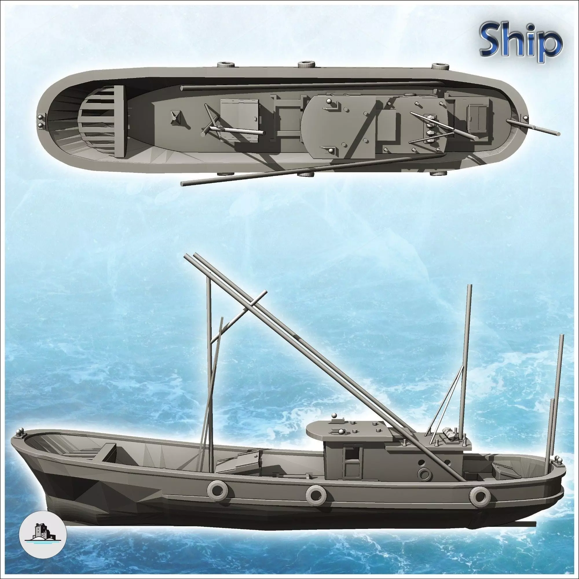 Long modern fishing boat 5 - World War Two Second WWII Front Eas 3D print model_4