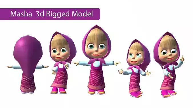 Masha  3d Rigged Model Low-poly 3D model