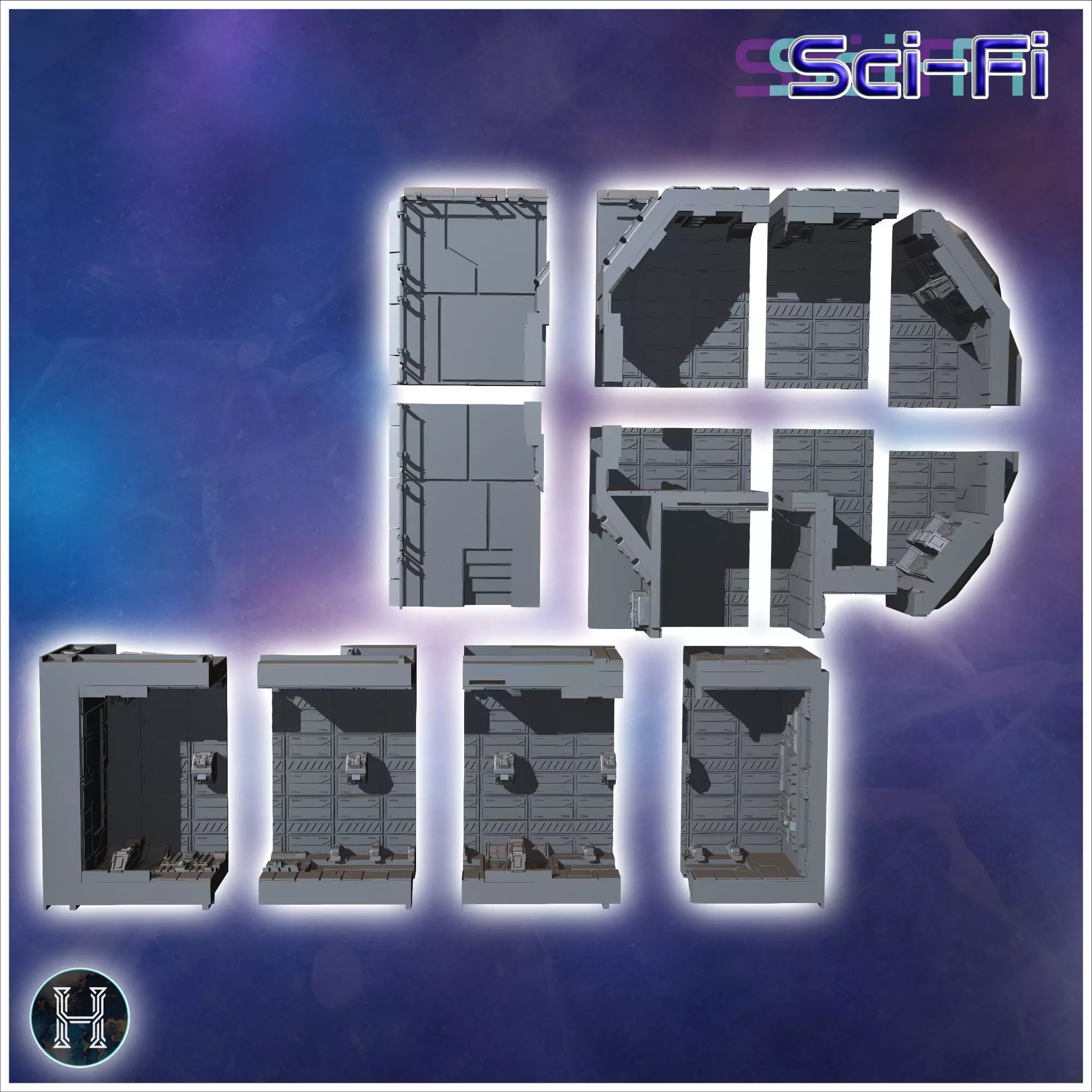 Futuristic complex with multiple interconnected structures and a 3D print model_7