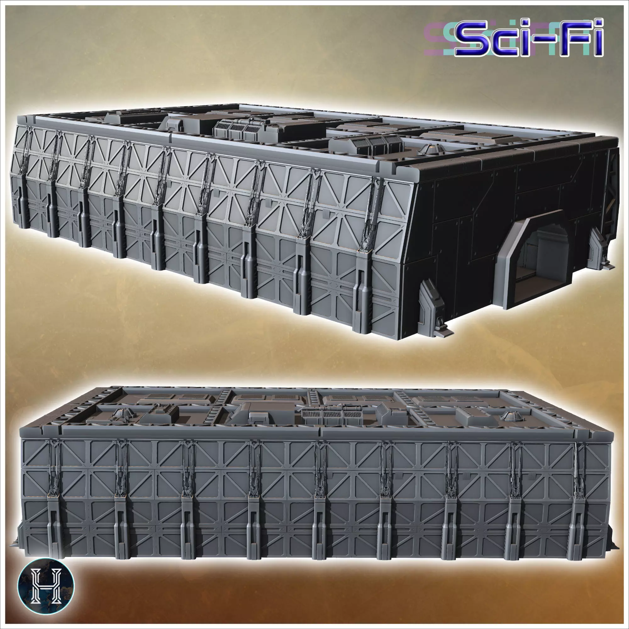 Massive rectangular industrial facility with numerous vents and  3D print model_4