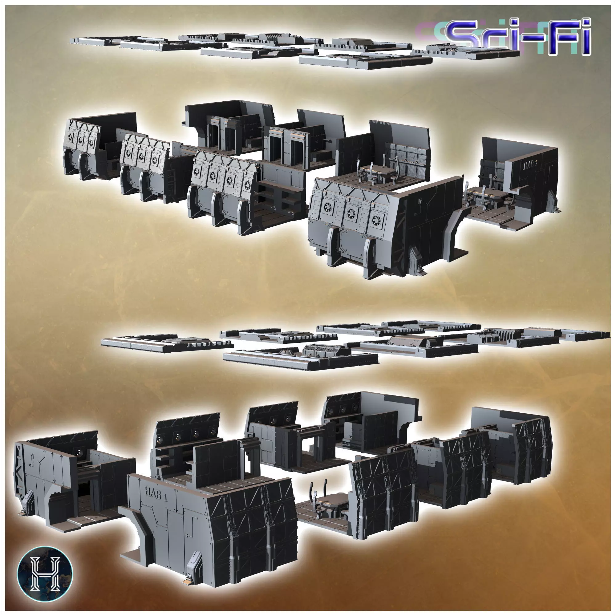 Massive rectangular industrial facility with numerous vents and  3D print model_6