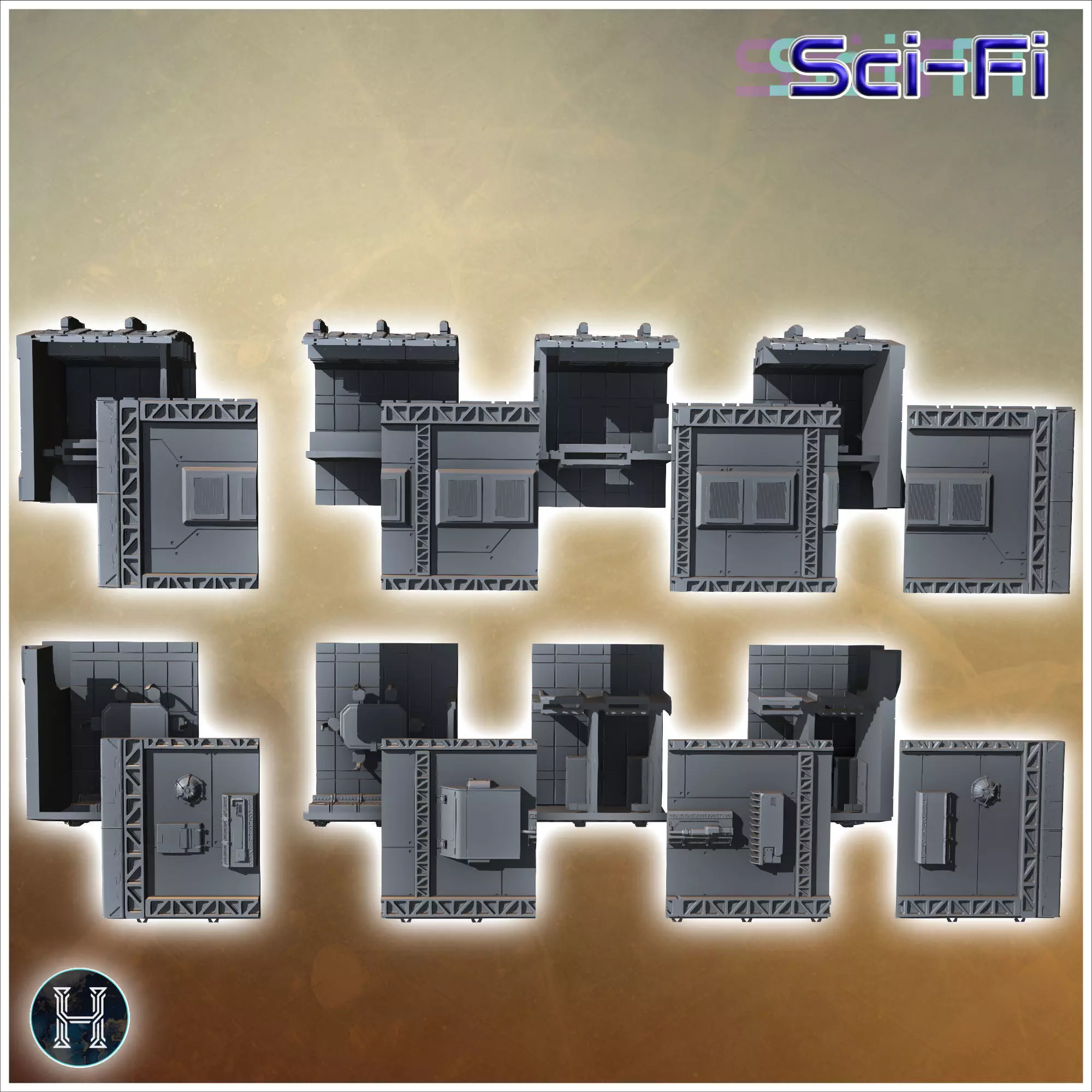 Massive rectangular industrial facility with numerous vents and  3D print model_5