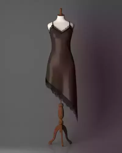 Brown silk dress with lace