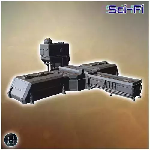 Modular building structure with central tower and extended platf