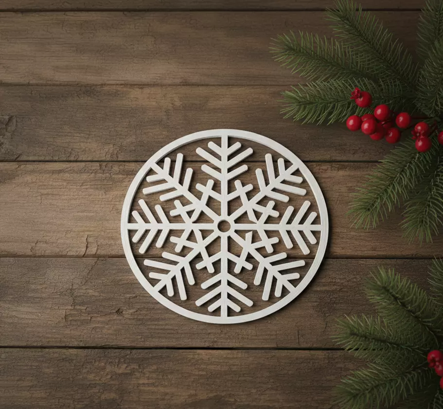 snowflake coaster 3D print model_2
