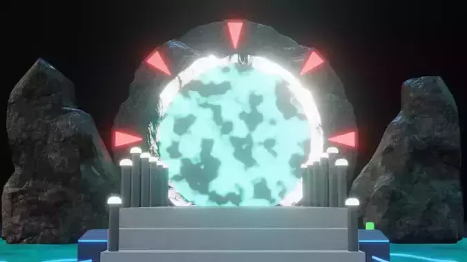 Stylized Sci Fi Portal Control Room  Game-Ready Environment 