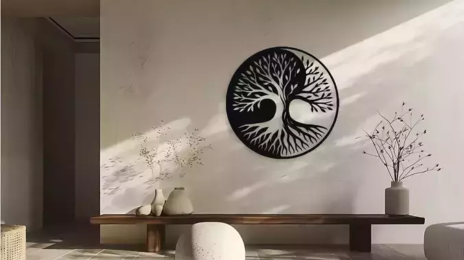 Tree of Life Yin Yang Wall Decor Art