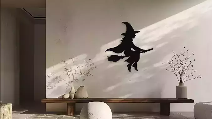 Flying Witch Wall Decor Silhouette
