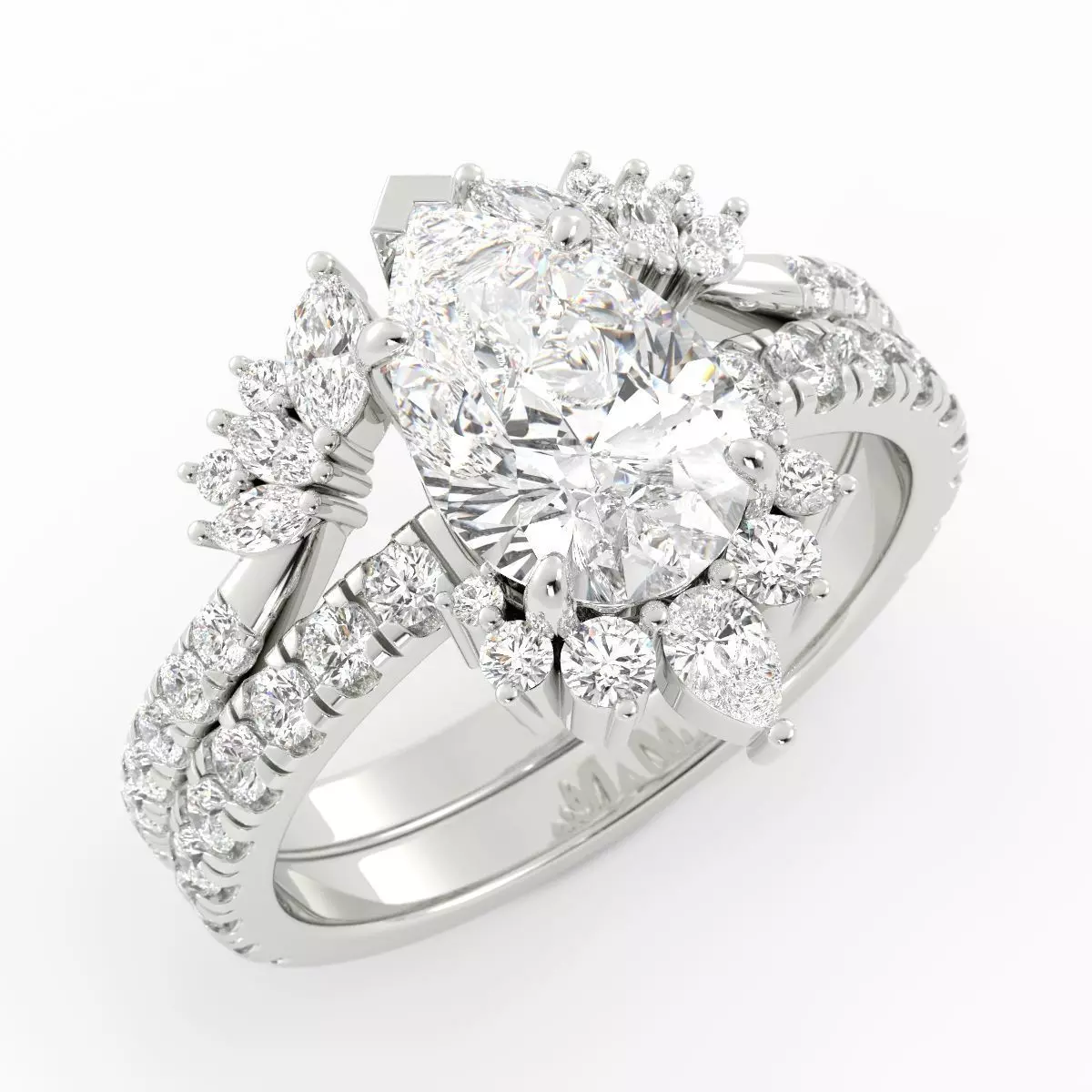 Beautiful Engagement Ring Set With Jacket 3DM and Rendering 3D print model_8