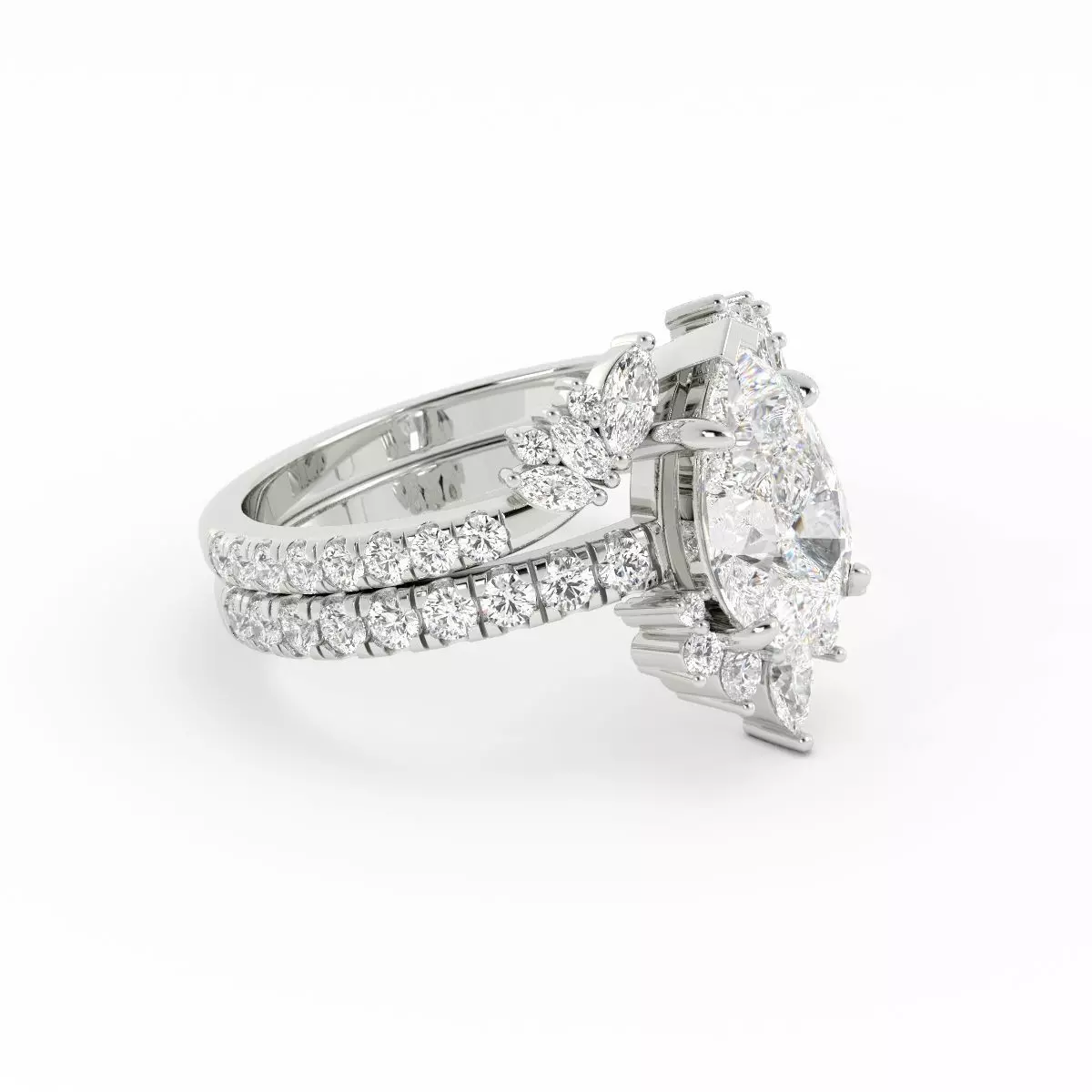 Beautiful Engagement Ring Set With Jacket 3DM and Rendering 3D print model_2