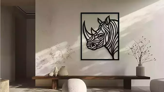 Rhino Head Wall Decor Art