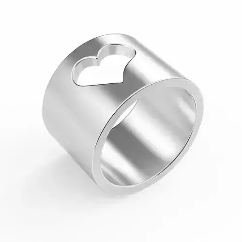 Heart Cutout Ring Modern Wide Band Jewelry Design