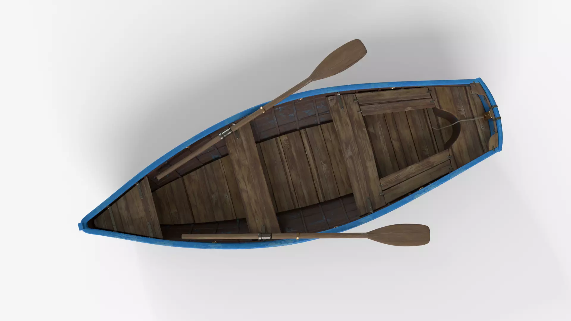 Old wooden white boat 3D model_6