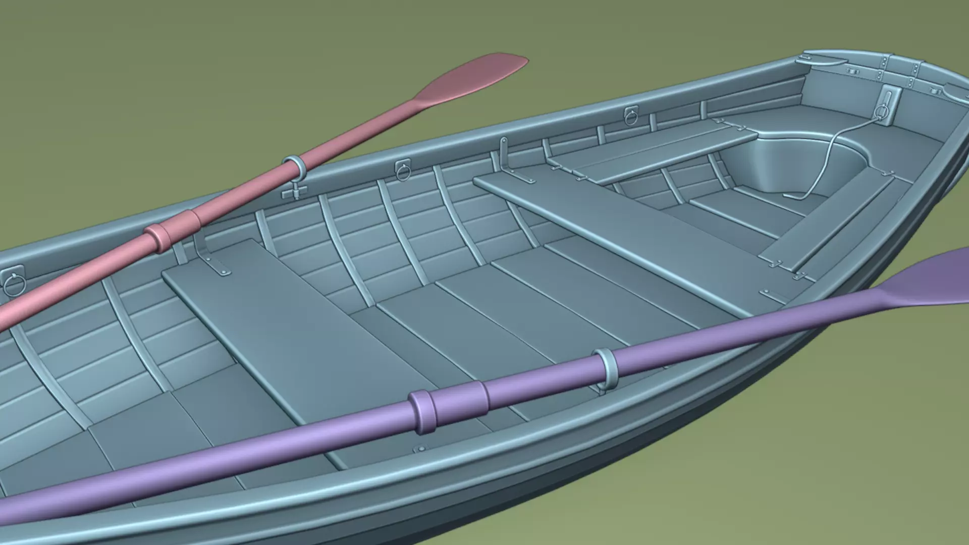 Old wooden white boat 3D model_15