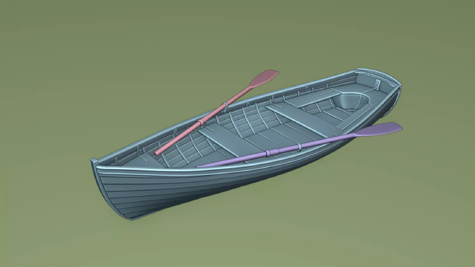 Old wooden white boat 3D model_14