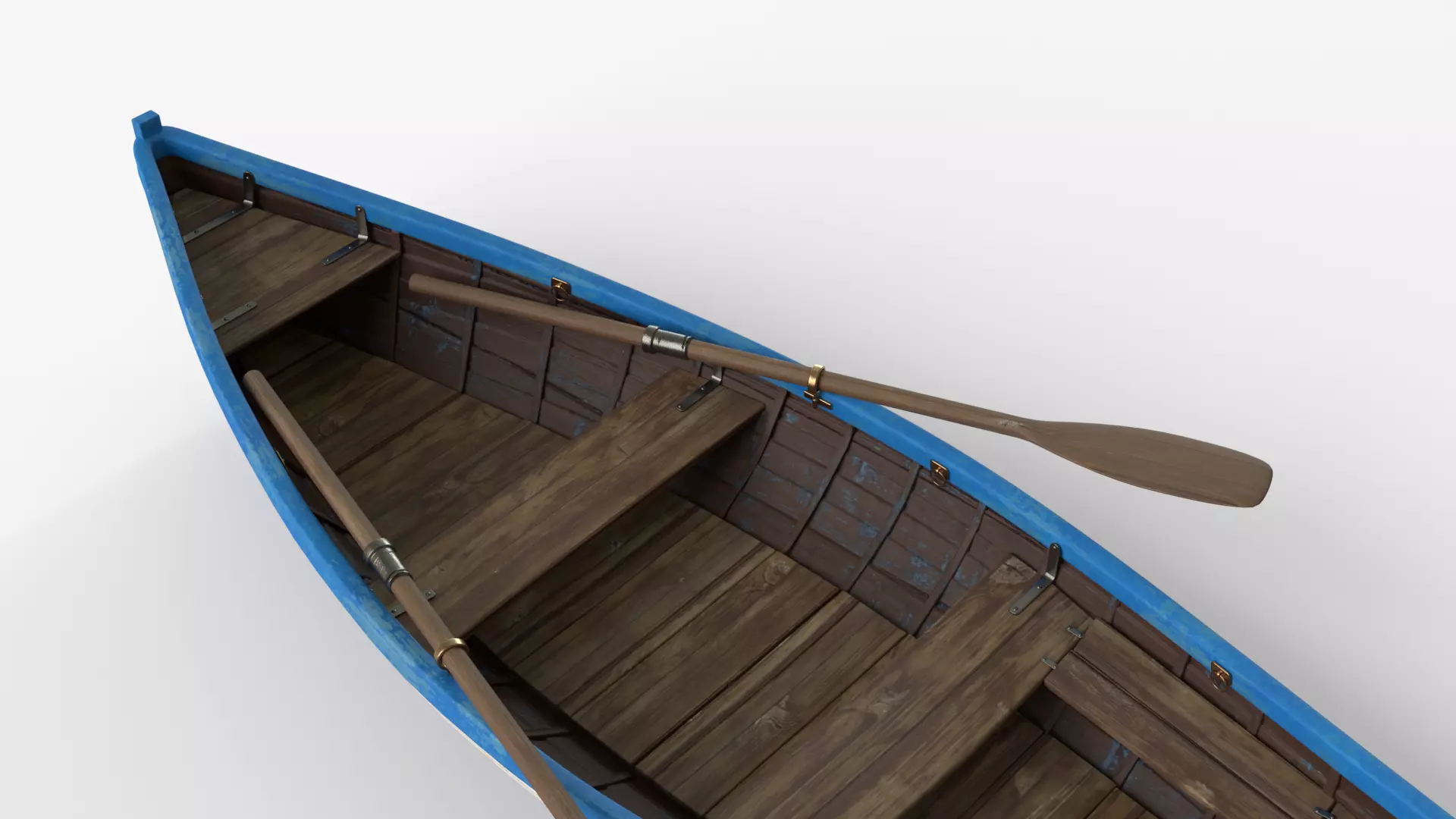 Old wooden white boat 3D model_10