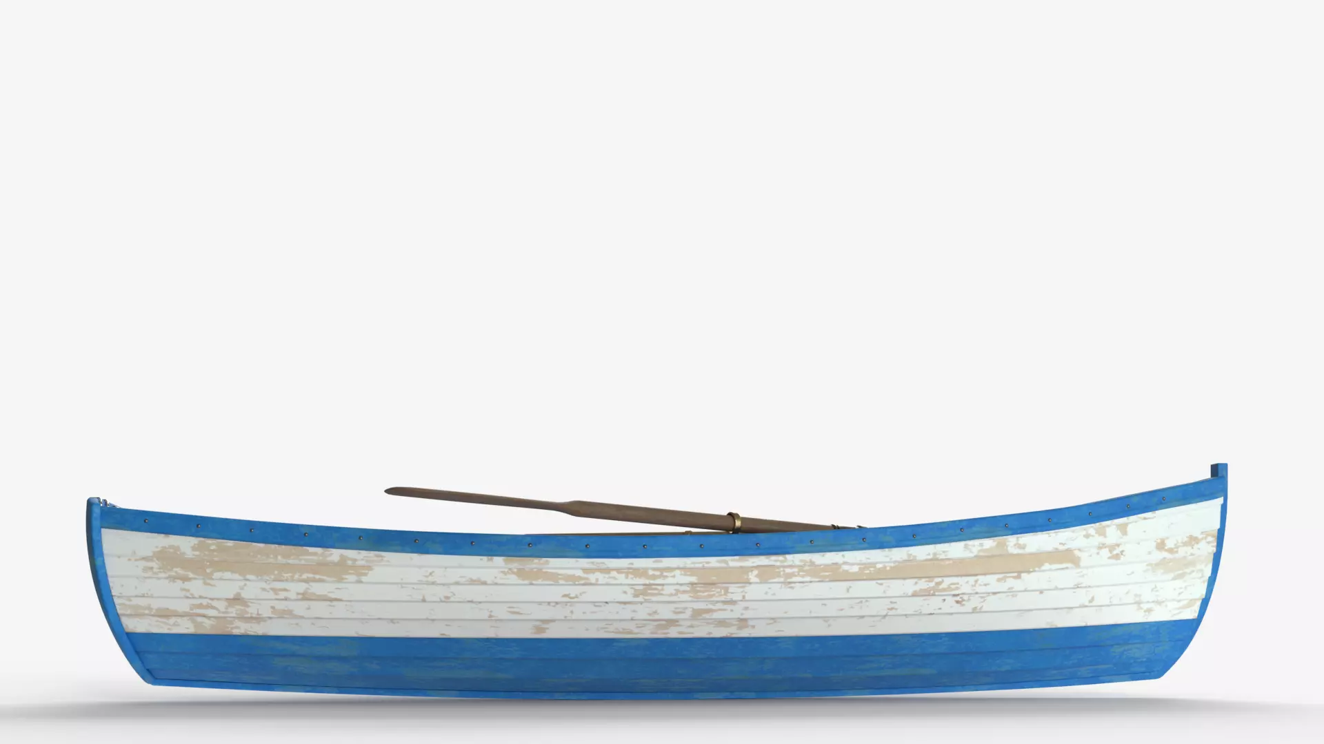 Old wooden white boat 3D model_11