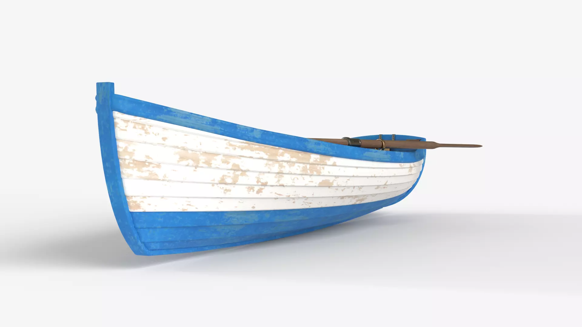 Old wooden white boat 3D model_7