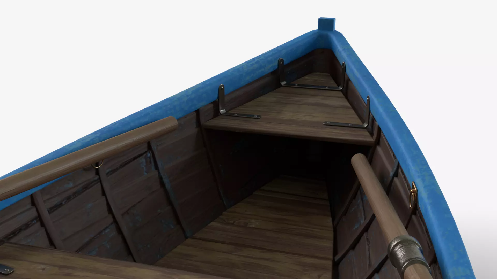 Old wooden white boat 3D model_9