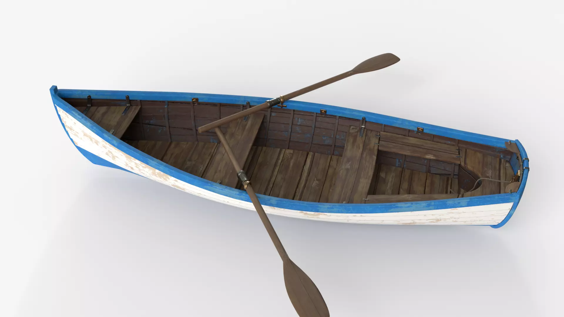 Old wooden white boat 3D model_5