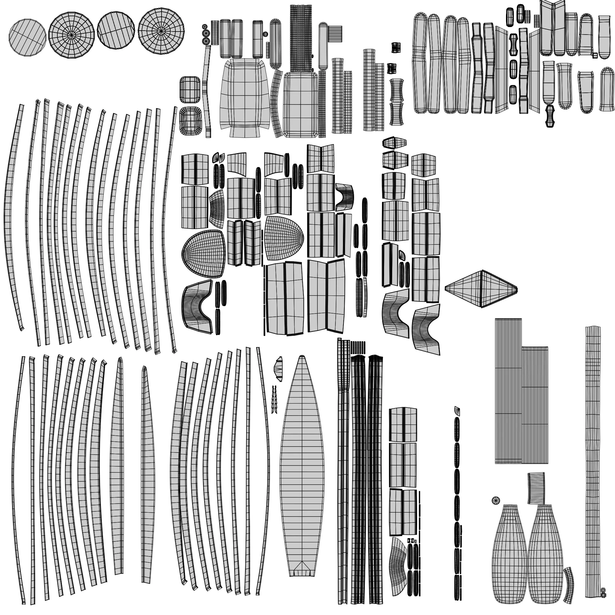 Old wooden white boat 3D model_16