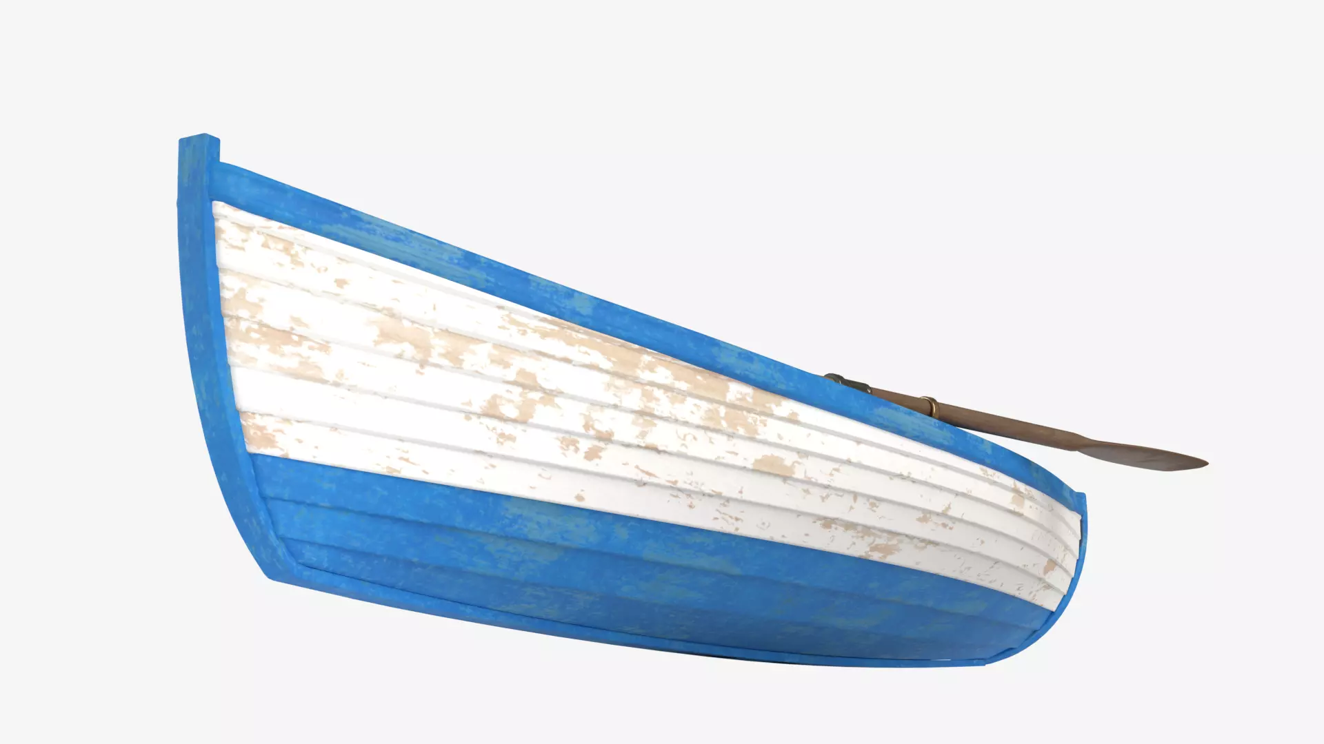 Old wooden white boat 3D model_3