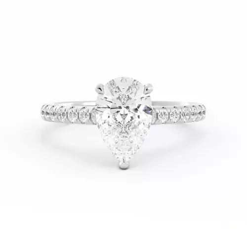 Pear Diamond Solitaire With Pave Band With Rendering