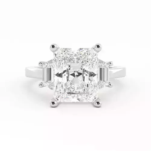 Radiant Solitaire with Trapezoid Side Stones 3DM Rendering  