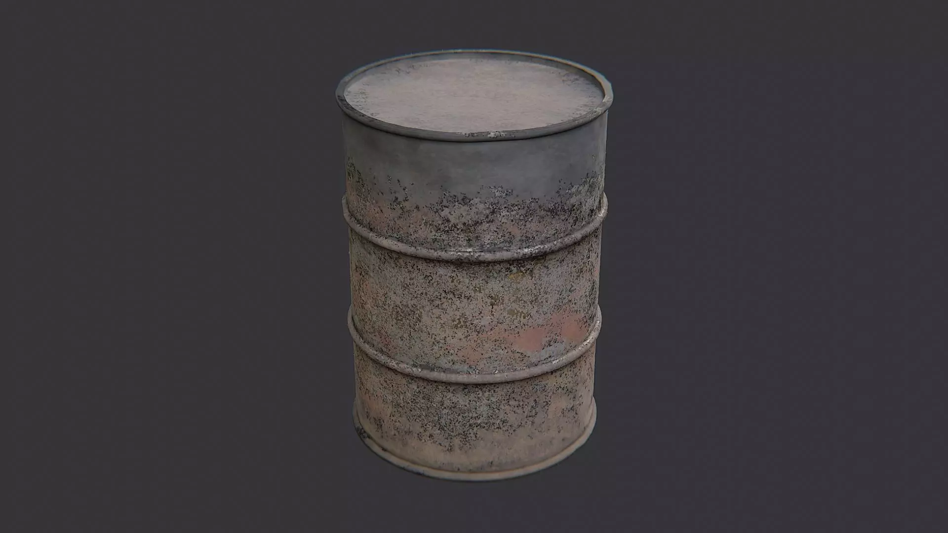 Rusty Oil Drum Barrel Weathered Industrial Container Low-poly 3D model_1