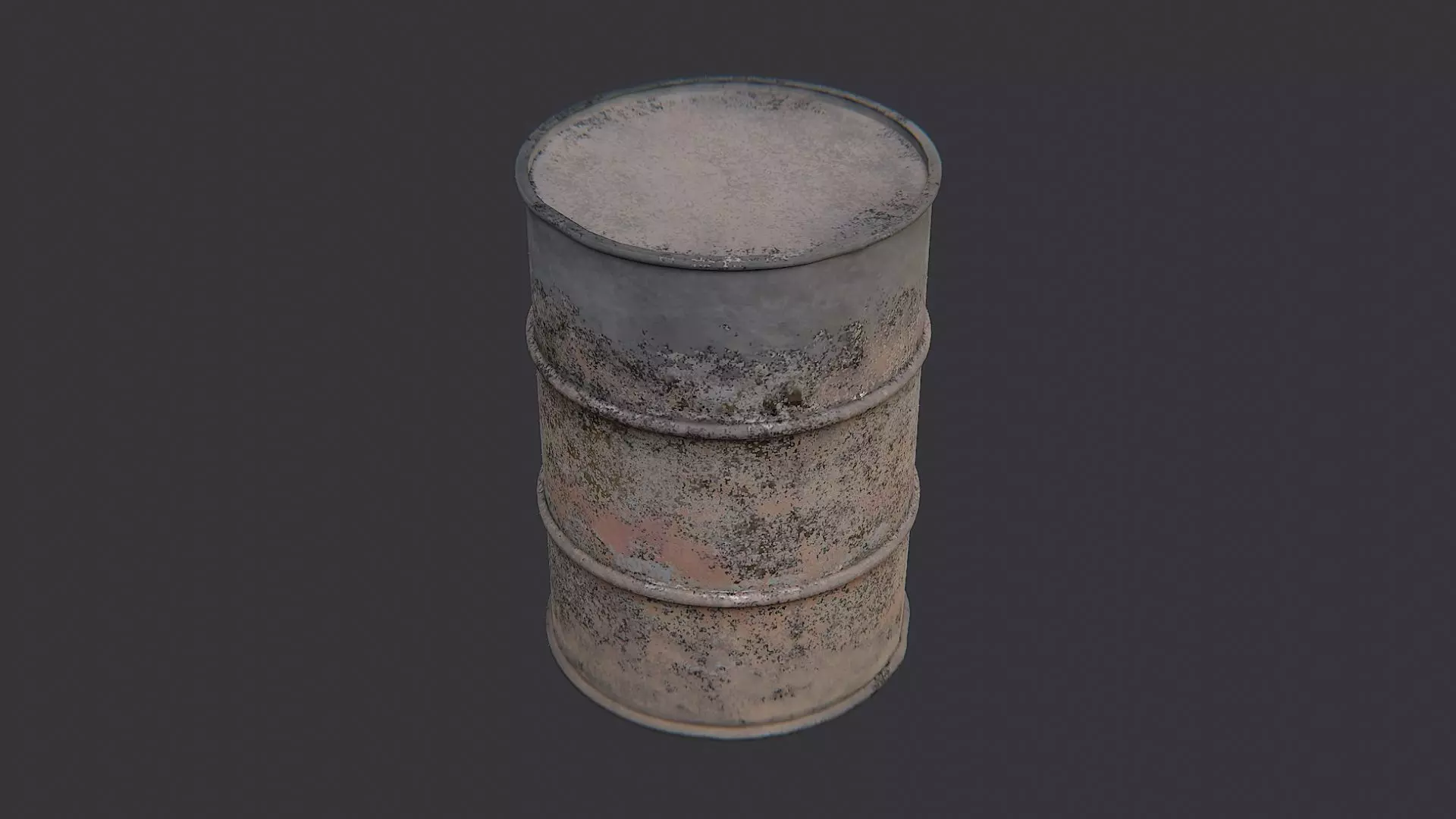 Rusty Oil Drum Barrel Weathered Industrial Container Low-poly 3D model_0
