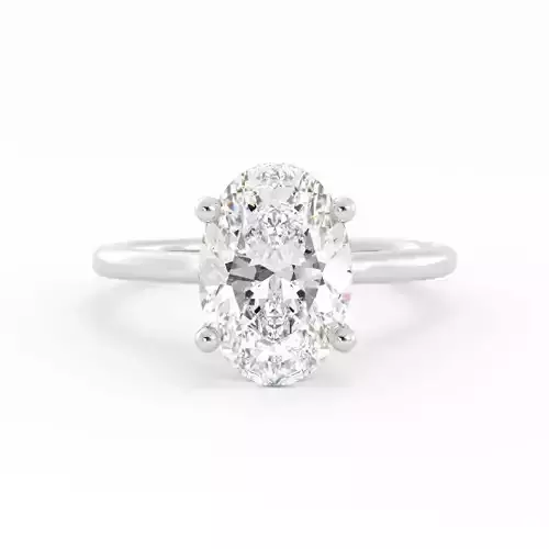 Oval Solitaire Engagement Ring with Small Diamond Under 3DM