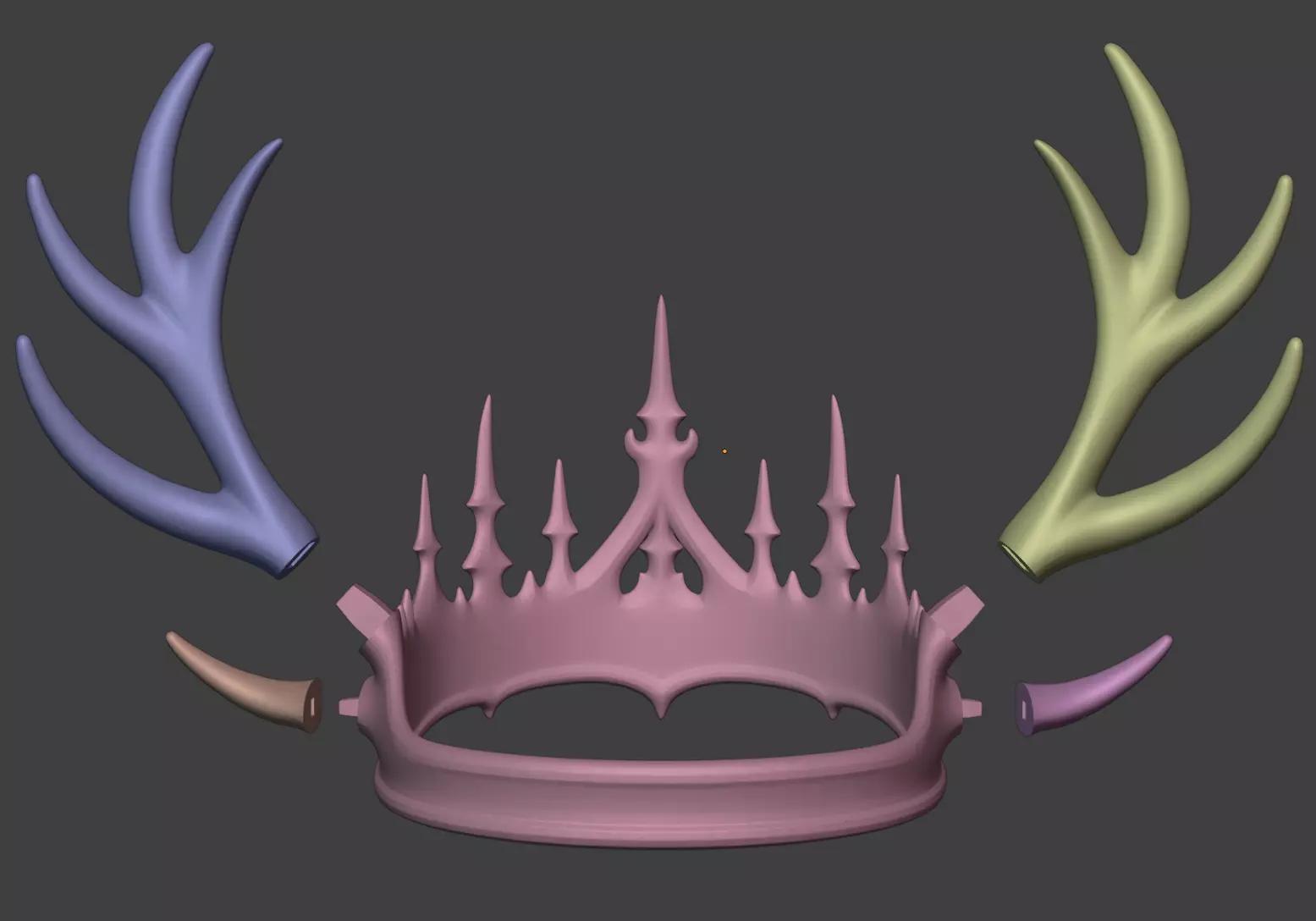 GOTHIC ANTLERS CROWN 3D print model_8