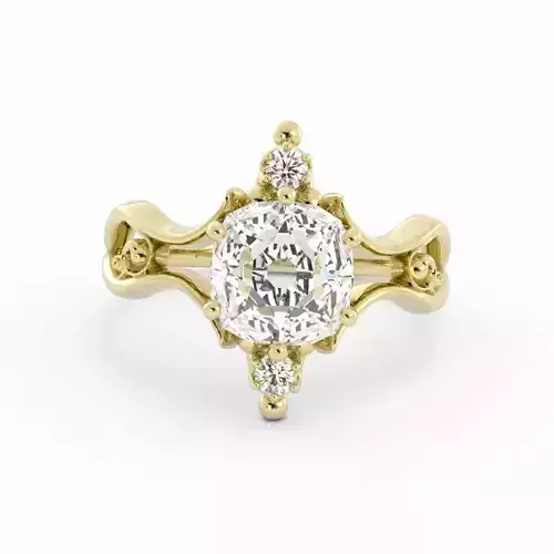 Vintage Style Cushion Solitaire Engagement Ring 3DM