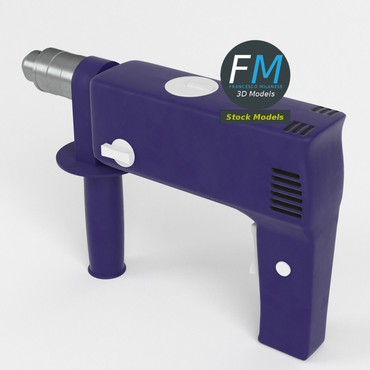 Drill pistol grip base mesh 3D model_2