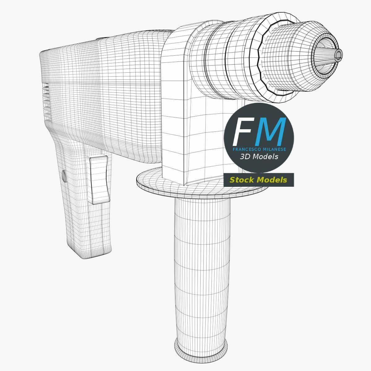 Drill pistol grip base mesh 3D model_7