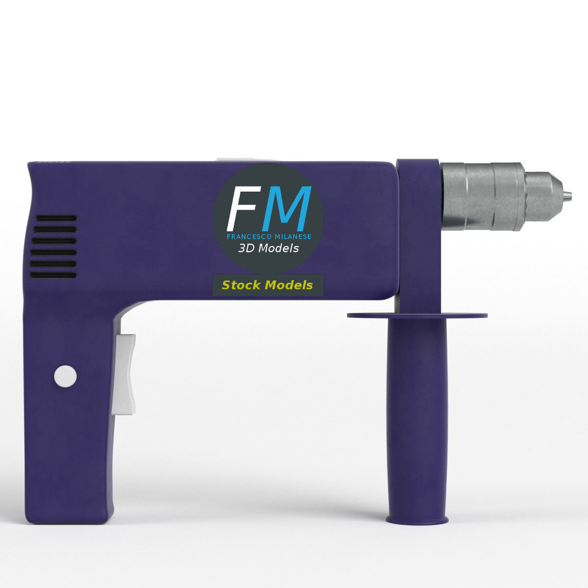 Drill pistol grip base mesh 3D model_4