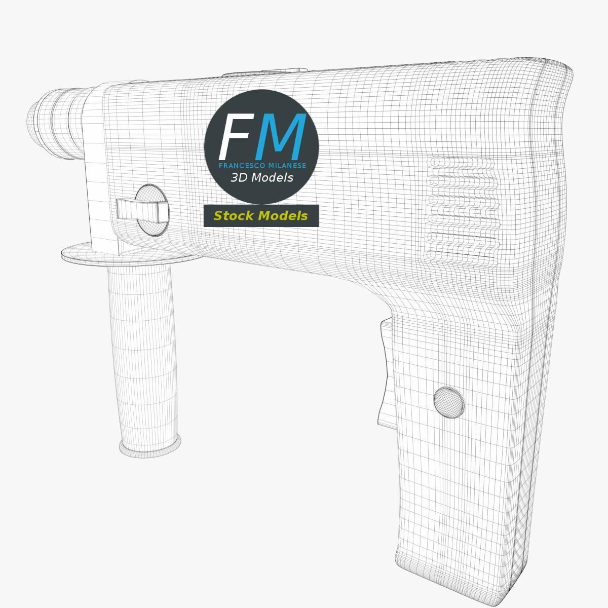 Drill pistol grip base mesh 3D model_8