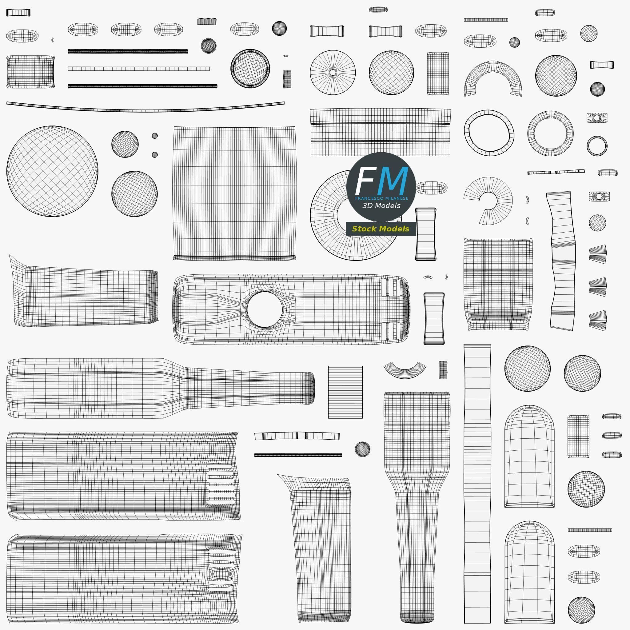 Drill pistol grip base mesh 3D model_11