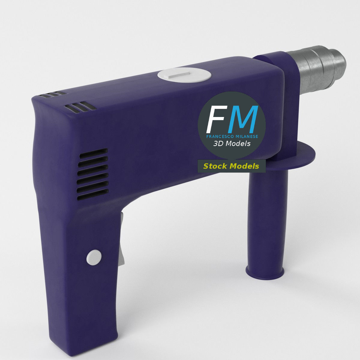 Drill pistol grip base mesh 3D model_5