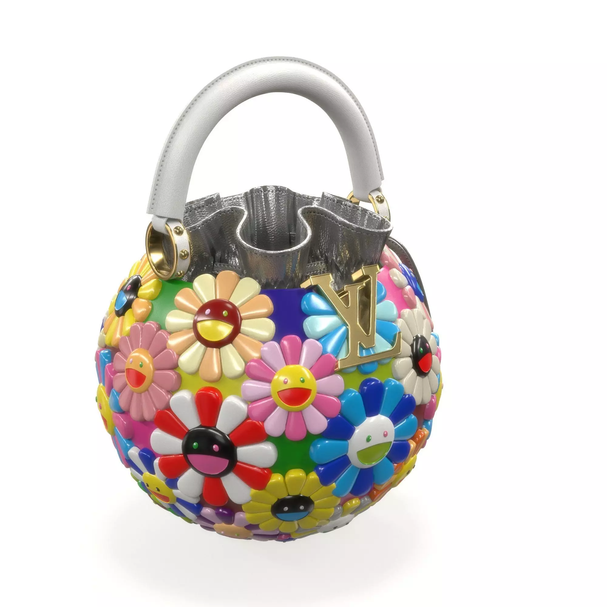 Louis Vuitton x Murakami Artycapucine Capubloom Bag Low-poly 3D model_7
