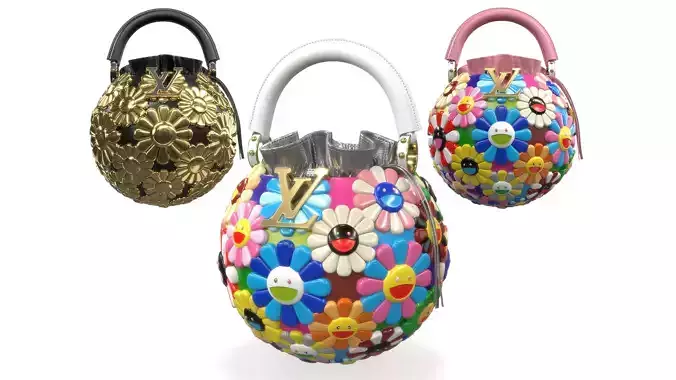 Louis Vuitton x Murakami Artycapucine Capubloom Bag Low-poly 3D model Louis Vuitton x Murakami Artycapucine Capubloom Bag Low-poly 3D model